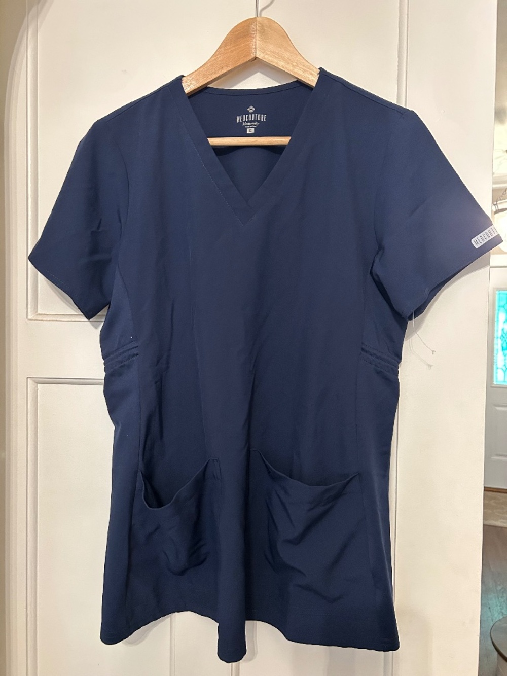 NWOT navy maternity scrub top